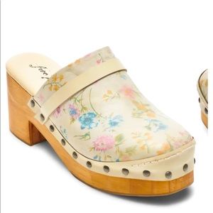 Free People Calabasas Clog, Ivory Floral Leather.